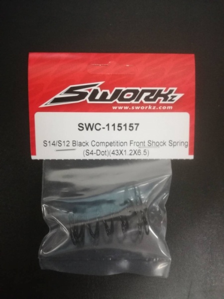 SWORKz 1/10 Competition černé pružiny olej. tlumičů přední S4, 43x1.2x6.5mm, 2 ks. Modely aut IQ models